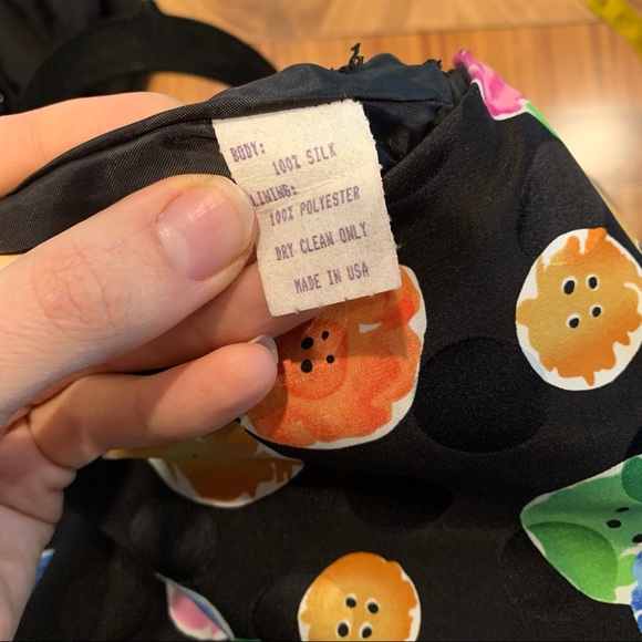 Size 8 Button Print Silk Party Dress - Picture 8 of 10